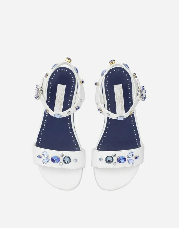 Dolce and Gabbana Shoes 2438 Children Calfskin Sandals With Rhinestones Multicolor Dolce and Gabbana Shoes 2438 Children Calfskin Sandals With Rhinestones Multicolor