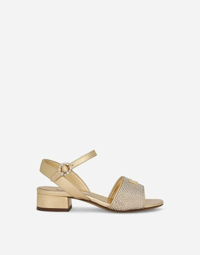 Dolce and Gabbana Shoes 2438 Children Foiled Nappa Leather Sandals With Fusiblerhinestones Gold Dolce and Gabbana Shoes 2438 Children Foiled Nappa Leather Sandals With Fusiblerhinestones Gold
