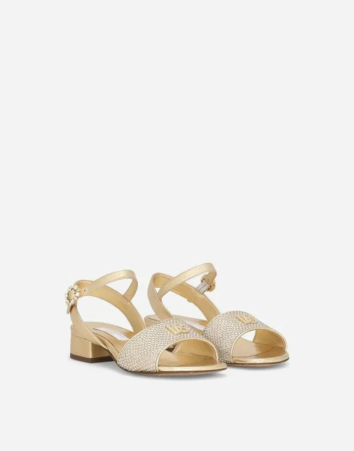 Dolce and Gabbana Shoes 2438 Children Foiled Nappa Leather Sandals With Fusiblerhinestones Gold Dolce and Gabbana Shoes 2438 Children Foiled Nappa Leather Sandals With Fusiblerhinestones Gold