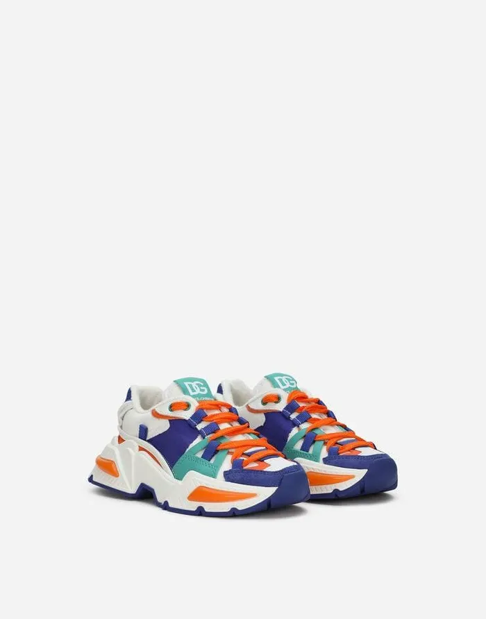 Dolce and Gabbana Shoes 2438 Children Mixedmaterial Airmaster Sneakers Blue Dolce and Gabbana Shoes 2438 Children Mixedmaterial Airmaster Sneakers Blue