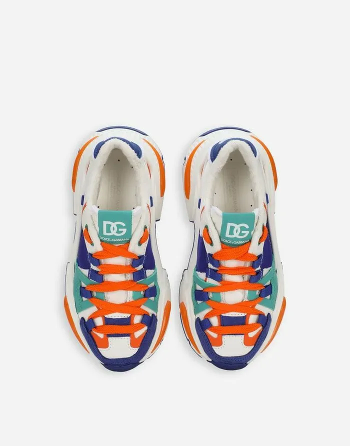 Dolce and Gabbana Shoes 2438 Children Mixedmaterial Airmaster Sneakers Blue Dolce and Gabbana Shoes 2438 Children Mixedmaterial Airmaster Sneakers Blue