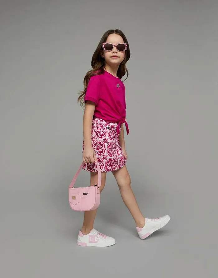 Dolce and Gabbana Shoes 2438 Children Portofino Vintage Calfskin Sneakers Pink Dolce and Gabbana Shoes 2438 Children Portofino Vintage Calfskin Sneakers Pink