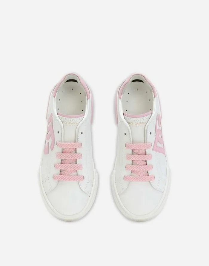 Dolce and Gabbana Shoes 2438 Children Portofino Vintage Calfskin Sneakers Pink Dolce and Gabbana Shoes 2438 Children Portofino Vintage Calfskin Sneakers Pink