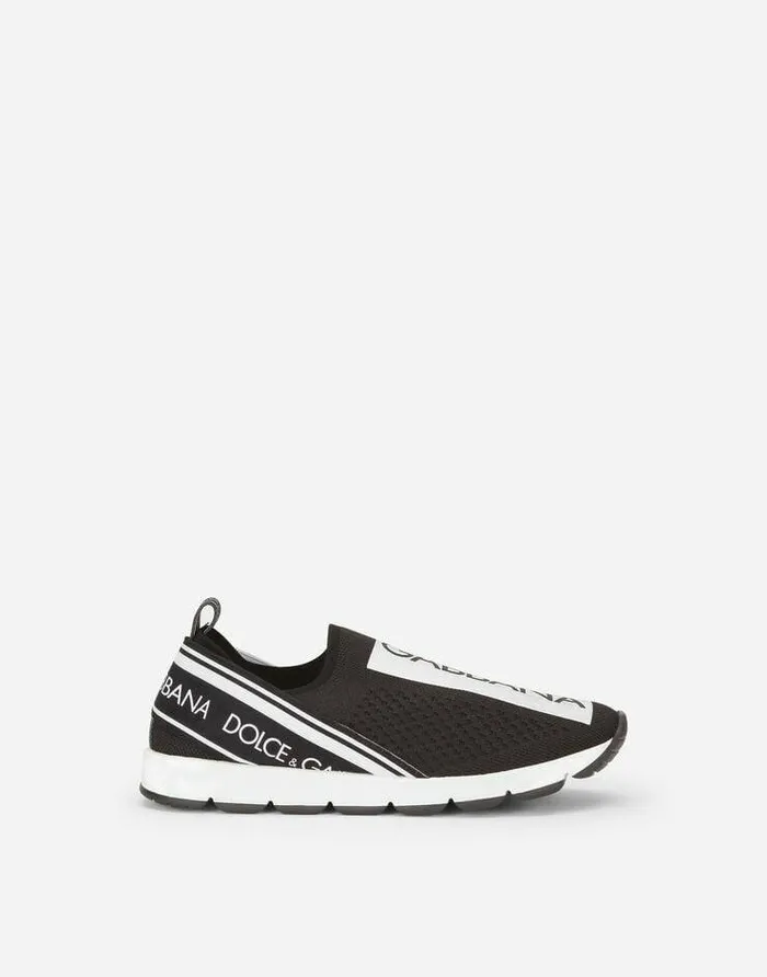 Dolce and Gabbana Shoes 2438 Children Sorrento Slipon Sneakers With Logo Tape Black Dolce and Gabbana Shoes 2438 Children Sorrento Slipon Sneakers With Logo Tape Black