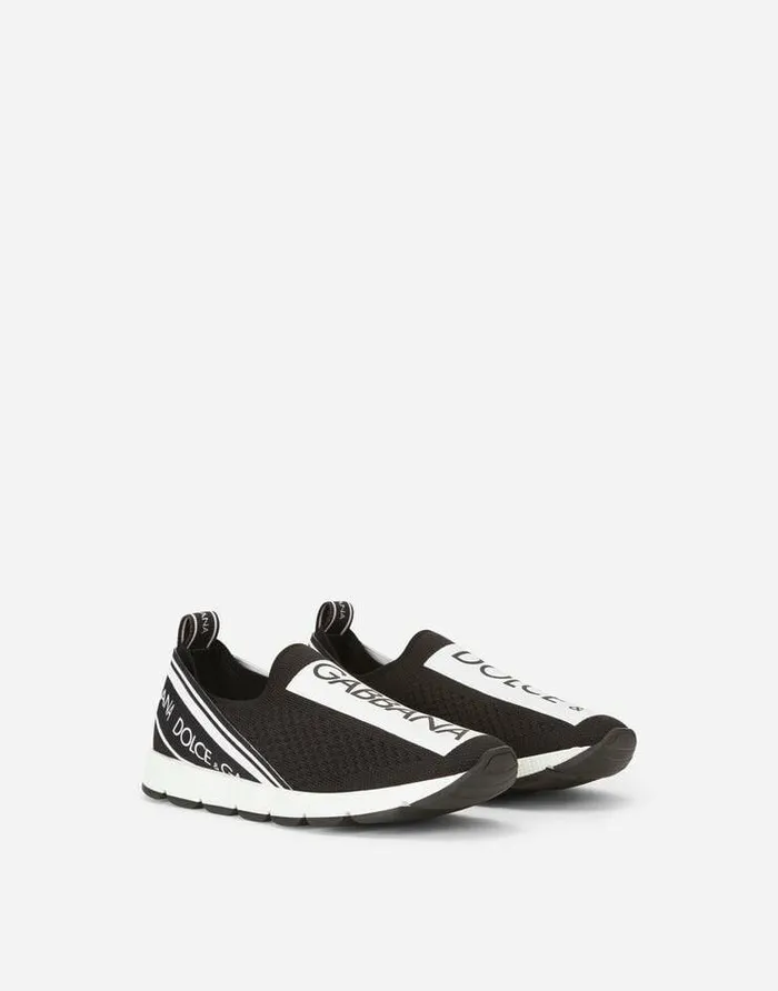 Dolce and Gabbana Shoes 2438 Children Sorrento Slipon Sneakers With Logo Tape Black Dolce and Gabbana Shoes 2438 Children Sorrento Slipon Sneakers With Logo Tape Black