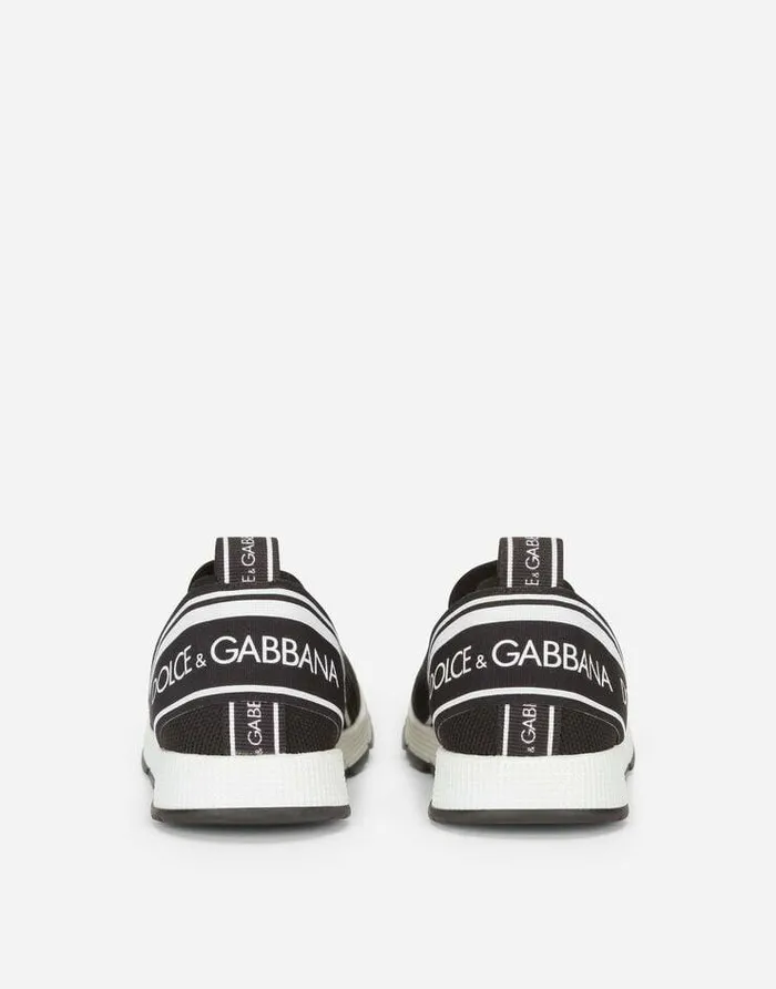 Dolce and Gabbana Shoes 2438 Children Sorrento Slipon Sneakers With Logo Tape Black Dolce and Gabbana Shoes 2438 Children Sorrento Slipon Sneakers With Logo Tape Black