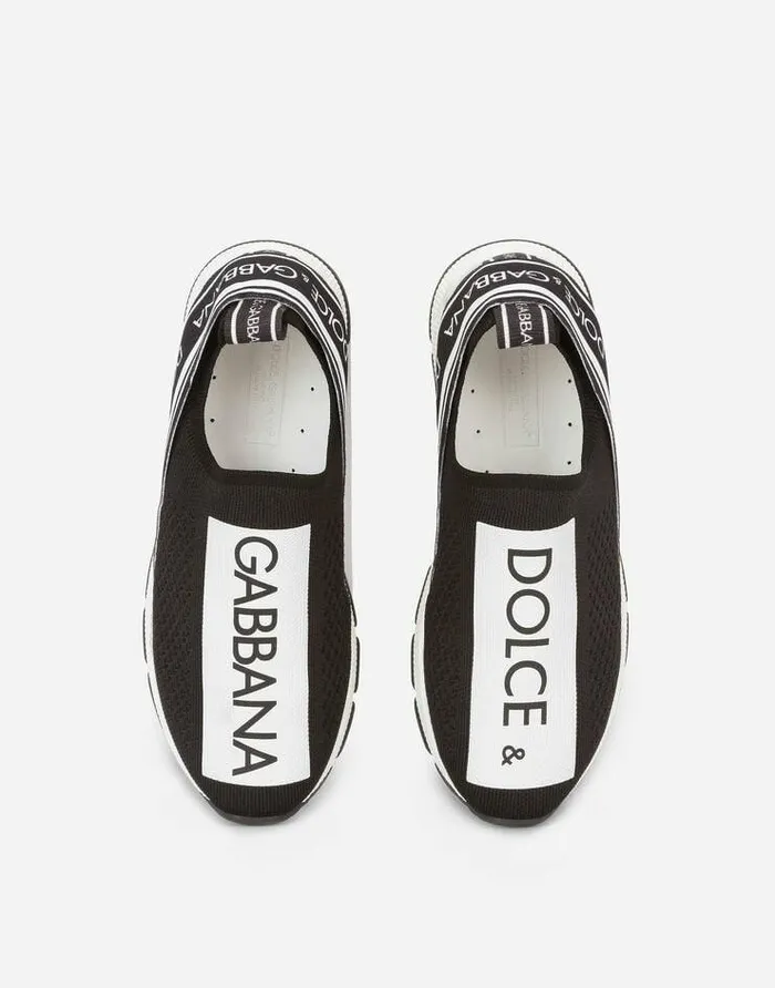 Dolce and Gabbana Shoes 2438 Children Sorrento Slipon Sneakers With Logo Tape Black Dolce and Gabbana Shoes 2438 Children Sorrento Slipon Sneakers With Logo Tape Black