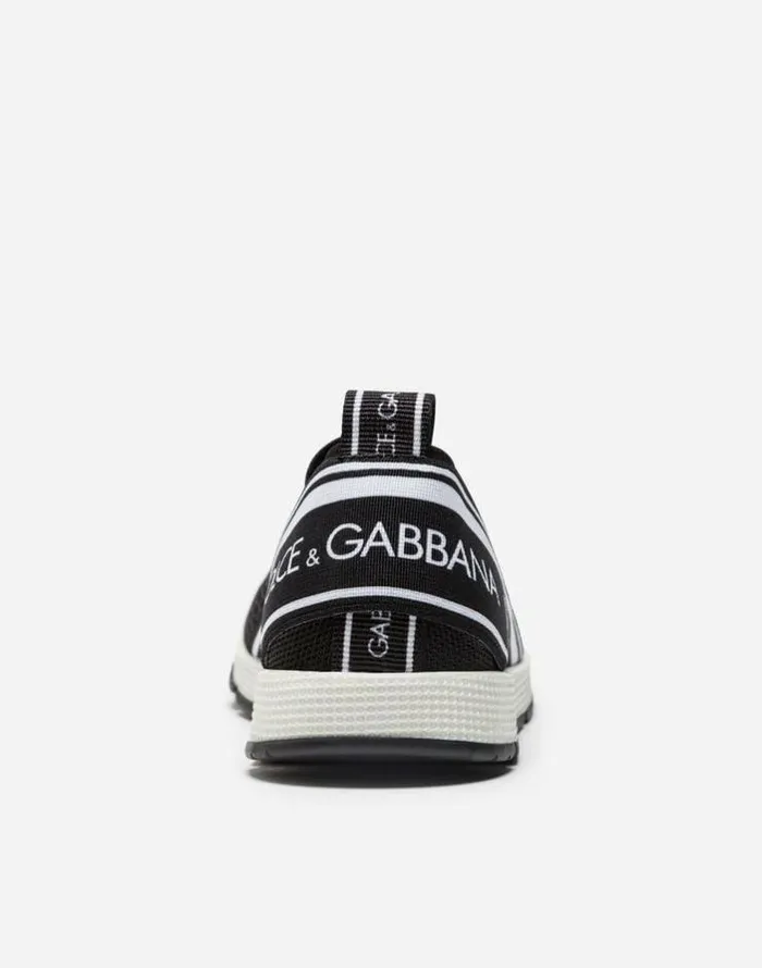 Dolce and Gabbana Shoes 2438 Children Sorrento Slipon Sneakers With Logo Tape Black Dolce and Gabbana Shoes 2438 Children Sorrento Slipon Sneakers With Logo Tape Black