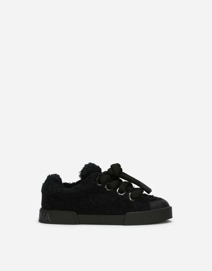 Dolce and Gabbana Shoes 2438 Children Terrycloth Portofino Light Sneakers Black Dolce and Gabbana Shoes 2438 Children Terrycloth Portofino Light Sneakers Black
