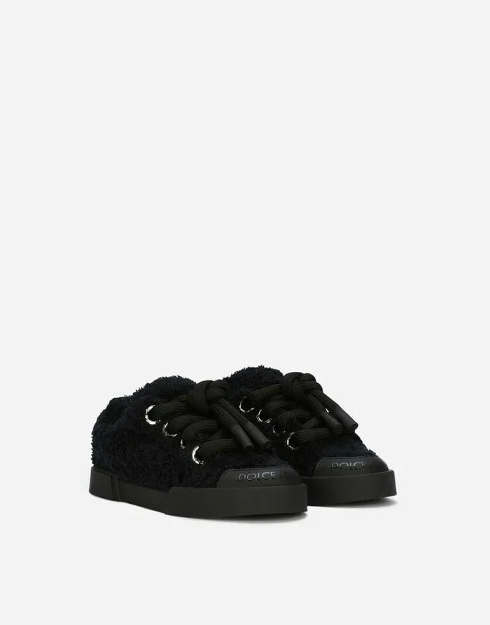 Dolce and Gabbana Shoes 2438 Children Terrycloth Portofino Light Sneakers Black Dolce and Gabbana Shoes 2438 Children Terrycloth Portofino Light Sneakers Black