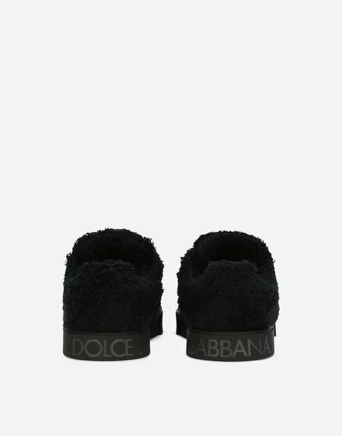 Dolce and Gabbana Shoes 2438 Children Terrycloth Portofino Light Sneakers Black Dolce and Gabbana Shoes 2438 Children Terrycloth Portofino Light Sneakers Black