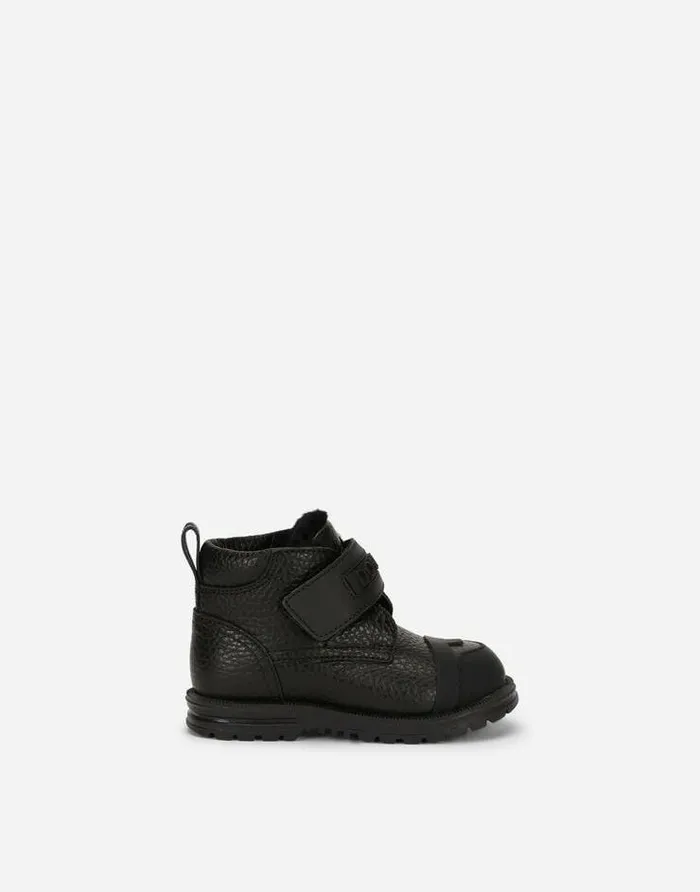 Dolce and Gabbana Shoes For First Steps 1926 Children Calfskin Ankle Boots Black Dolce and Gabbana Shoes For First Steps 1926 Children Calfskin Ankle Boots Black