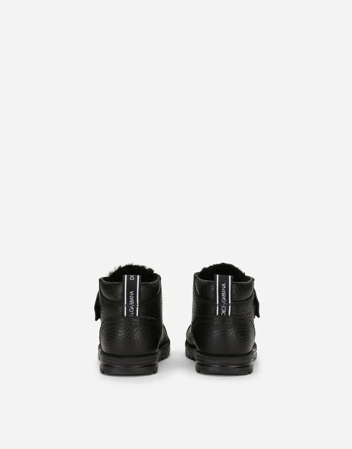 Dolce and Gabbana Shoes For First Steps 1926 Children Calfskin Ankle Boots Black Dolce and Gabbana Shoes For First Steps 1926 Children Calfskin Ankle Boots Black