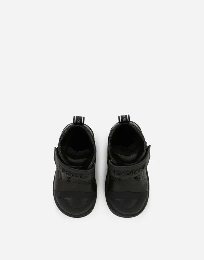 Dolce and Gabbana Shoes For First Steps 1926 Children Calfskin Ankle Boots Black Dolce and Gabbana Shoes For First Steps 1926 Children Calfskin Ankle Boots Black