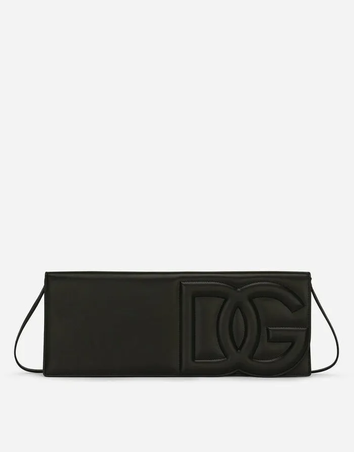 Dolce and Gabbana Shoulder And Crossbody Bags Women Calfskin DG Logo Baguette Bag Black