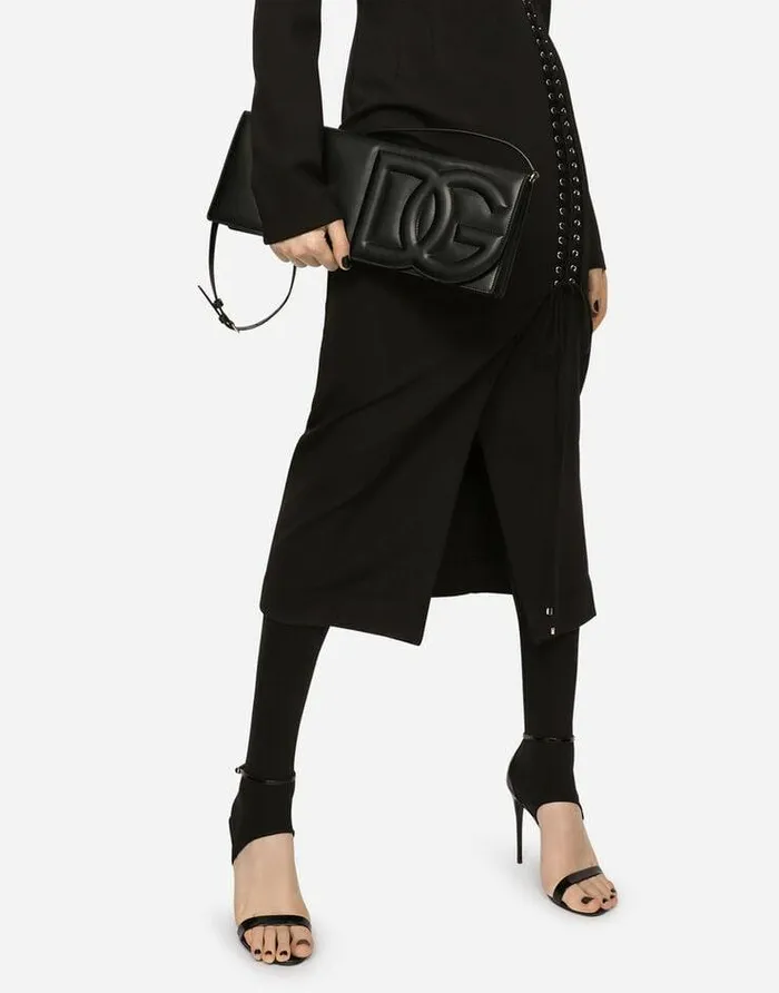 Dolce and Gabbana Shoulder And Crossbody Bags Women Calfskin DG Logo Baguette Bag Black Dolce and Gabbana Shoulder And Crossbody Bags Women Calfskin DG Logo Baguette Bag Black