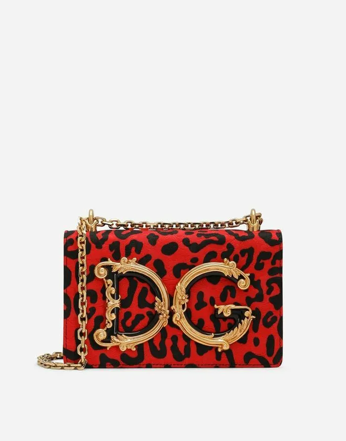 Dolce and Gabbana Shoulder And Crossbody Bags Women Leopardprint Brocade DG Girls Bag Multicolor