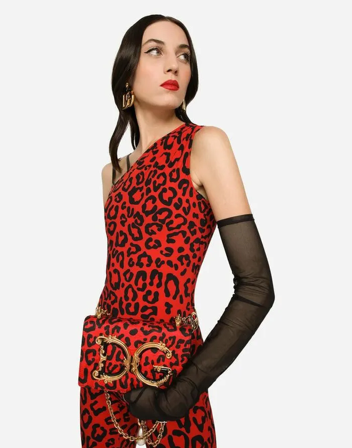 Dolce and Gabbana Shoulder And Crossbody Bags Women Leopardprint Brocade DG Girls Bag Multicolor Dolce and Gabbana Shoulder And Crossbody Bags Women Leopardprint Brocade DG Girls Bag Multicolor