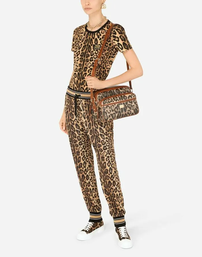 Dolce and Gabbana Shoulder And Crossbody Bags Women Leopardprint Crespo Handbag With Branded Plate Multicolor Dolce and Gabbana Shoulder And Crossbody Bags Women Leopardprint Crespo Handbag With Branded Plate Multicolor