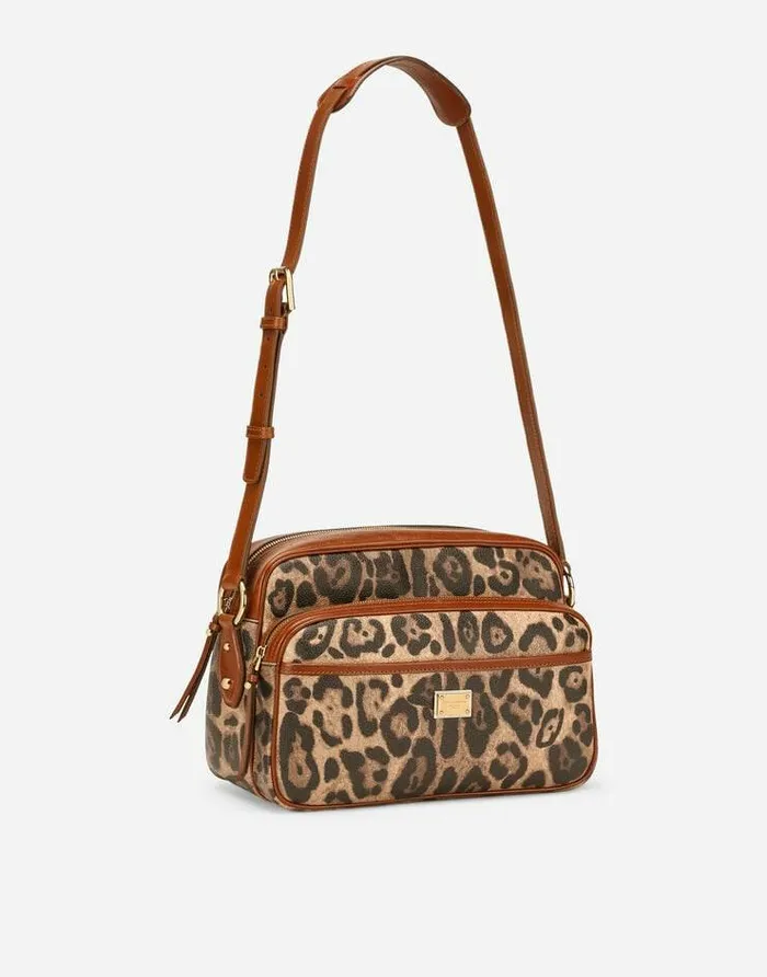 Dolce and Gabbana Shoulder And Crossbody Bags Women Leopardprint Crespo Handbag With Branded Plate Multicolor Dolce and Gabbana Shoulder And Crossbody Bags Women Leopardprint Crespo Handbag With Branded Plate Multicolor
