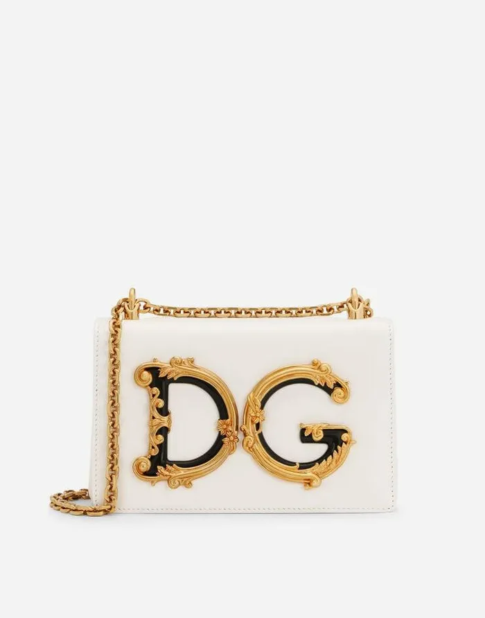 Dolce and Gabbana Shoulder And Crossbody Bags Women Nappa Leather DG Girls Shoulder Bag White