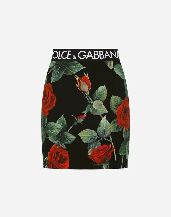 Dolce and Gabbana Skirts Women Charmeuse Miniskirt With Red Rose Print Multicolor Dolce and Gabbana Skirts Women Charmeuse Miniskirt With Red Rose Print Multicolor