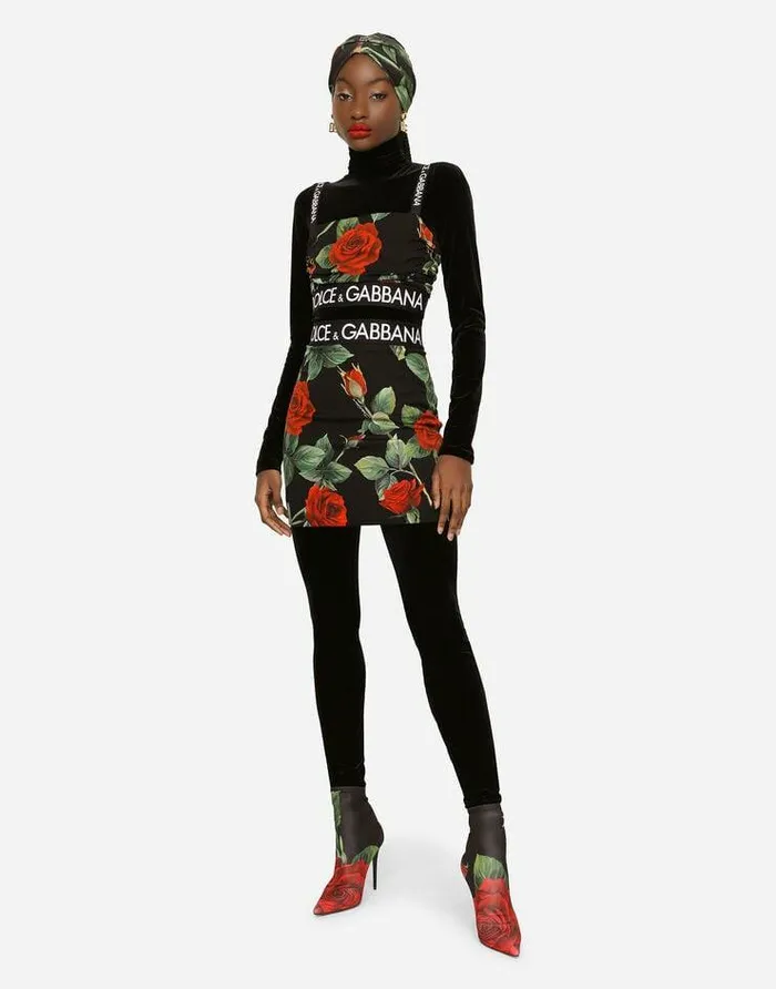 Dolce and Gabbana Skirts Women Charmeuse Miniskirt With Red Rose Print Multicolor Dolce and Gabbana Skirts Women Charmeuse Miniskirt With Red Rose Print Multicolor
