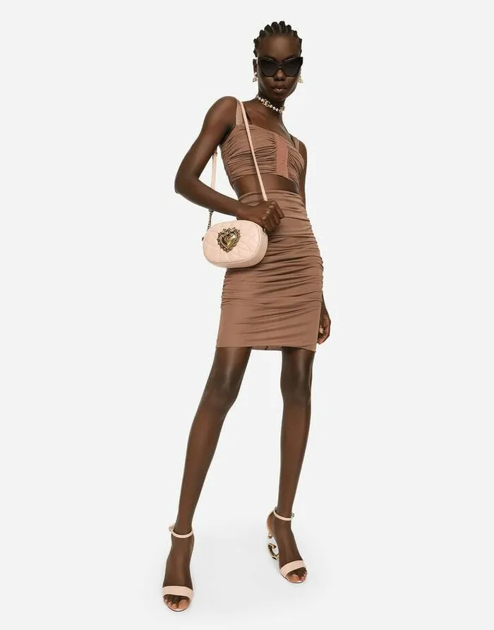 Dolce and Gabbana Skirts Women Jersey Midi Skirt With Draped Detailing Brown Dolce and Gabbana Skirts Women Jersey Midi Skirt With Draped Detailing Brown