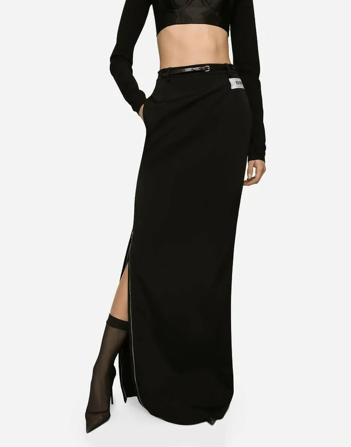 Dolce and Gabbana Skirts Women KIM DOLCEandGABBANA Long Cady Skirt With Side Zippers And Slit Black Dolce and Gabbana Skirts Women KIM DOLCEandGABBANA Long Cady Skirt With Side Zippers And Slit Black