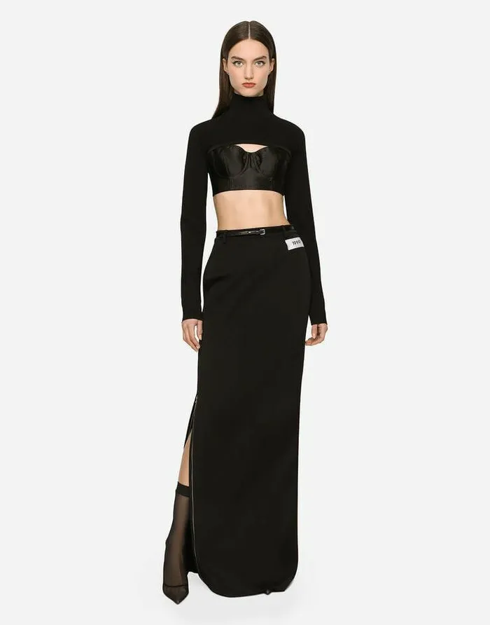 Dolce and Gabbana Skirts Women KIM DOLCEandGABBANA Long Cady Skirt With Side Zippers And Slit Black Dolce and Gabbana Skirts Women KIM DOLCEandGABBANA Long Cady Skirt With Side Zippers And Slit Black