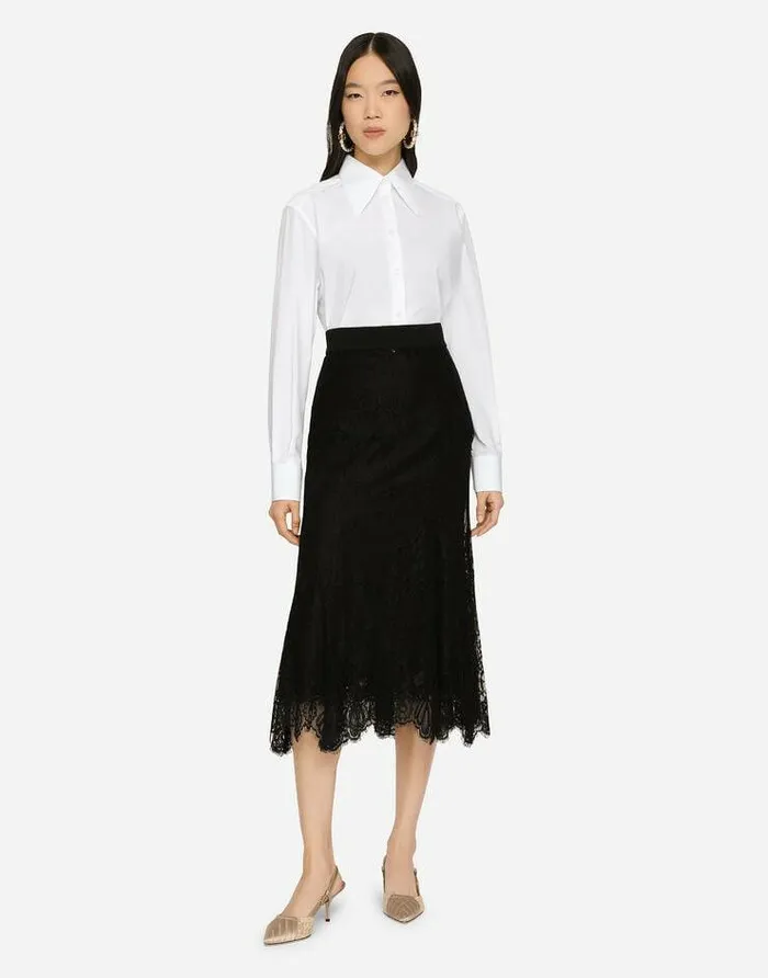Dolce and Gabbana Skirts Women Long Chantilly Lace Skirt Black Dolce and Gabbana Skirts Women Long Chantilly Lace Skirt Black