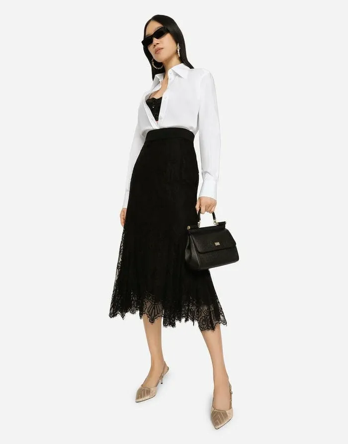Dolce and Gabbana Skirts Women Long Chantilly Lace Skirt Black Dolce and Gabbana Skirts Women Long Chantilly Lace Skirt Black