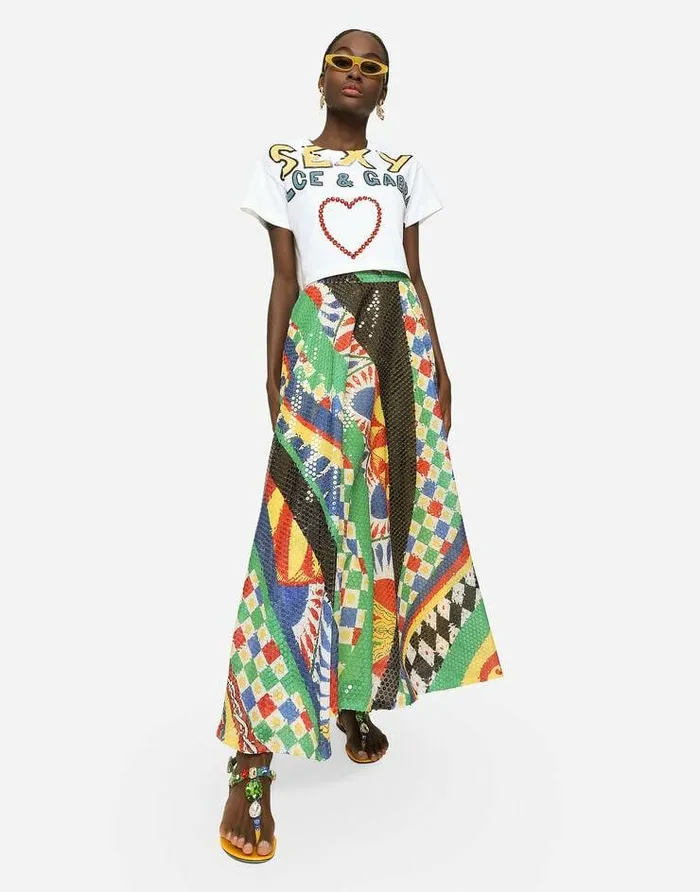 Dolce and Gabbana Skirts Women Long Sequined Carrettopattern Skirt Multicolor Dolce and Gabbana Skirts Women Long Sequined Carrettopattern Skirt Multicolor