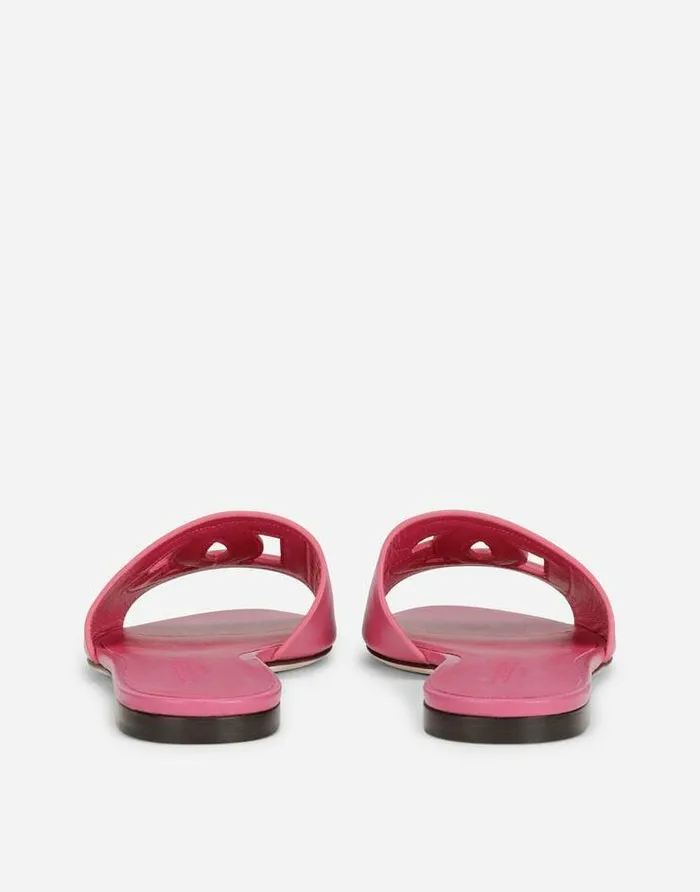 Dolce and Gabbana Slides And Mules Women Calfskin Slides With DG Logo Lilac Dolce and Gabbana Slides And Mules Women Calfskin Slides With DG Logo Lilac