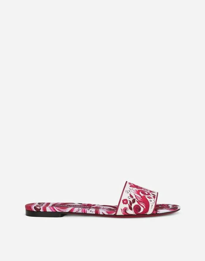 Dolce and Gabbana Slides And Mules Women Printed Canvas Slides Multicolor