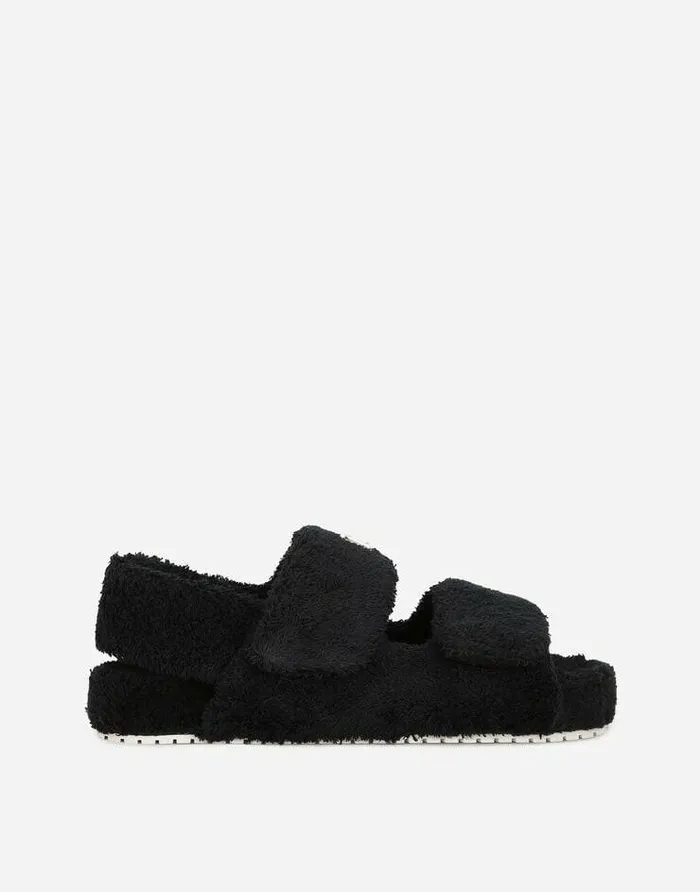 Dolce and Gabbana Slides And Mules Women Terrycloth Sandals Black