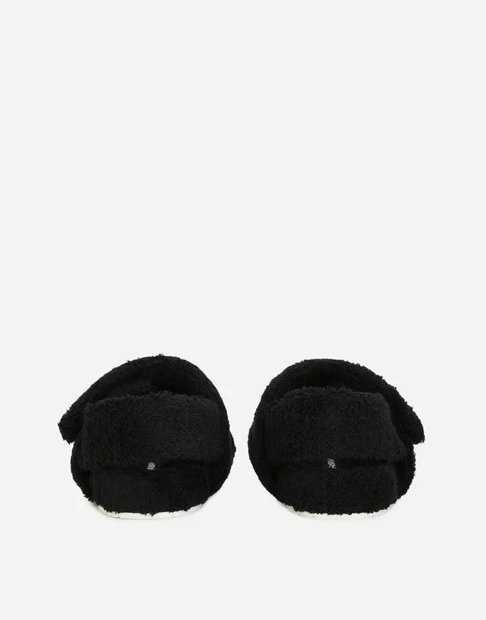 Dolce and Gabbana Slides And Mules Women Terrycloth Sandals Black Dolce and Gabbana Slides And Mules Women Terrycloth Sandals Black