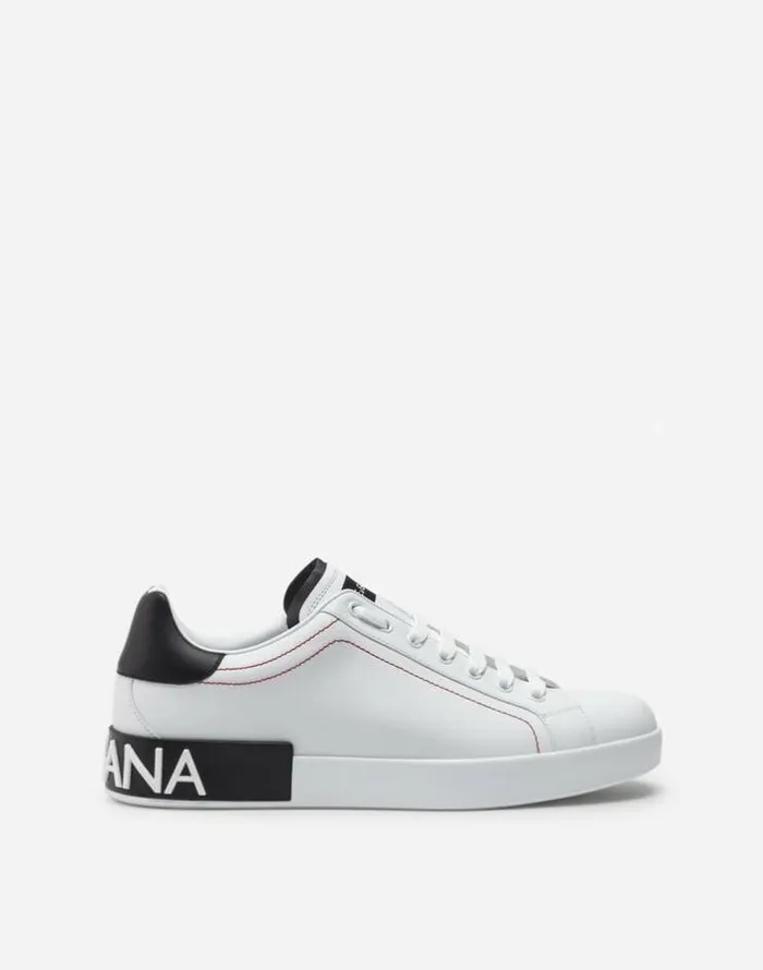 Dolce and Gabbana Sneakers Men Calfskin Nappa Portofino Sneakers Whiteblack
