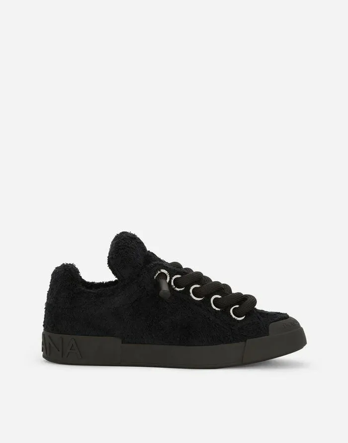 Dolce and Gabbana Sneakers Men Terrycloth Portofino Sneakers Black