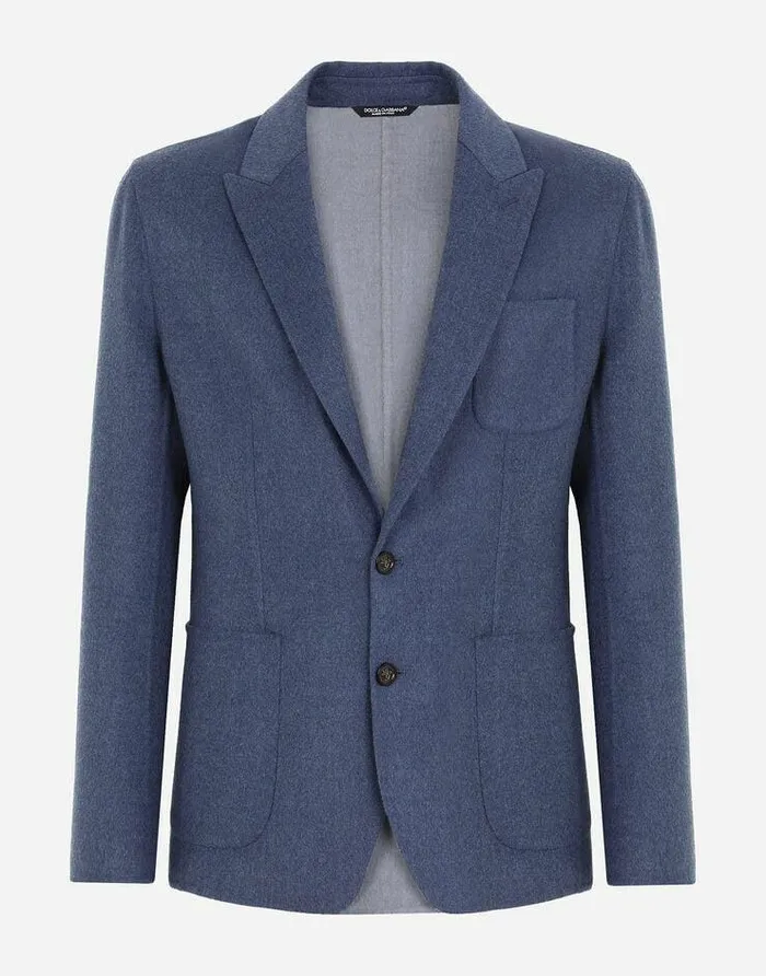 Dolce and Gabbana Suits And Blazers Men Deconstructed Virgin Wool Jacket Blue