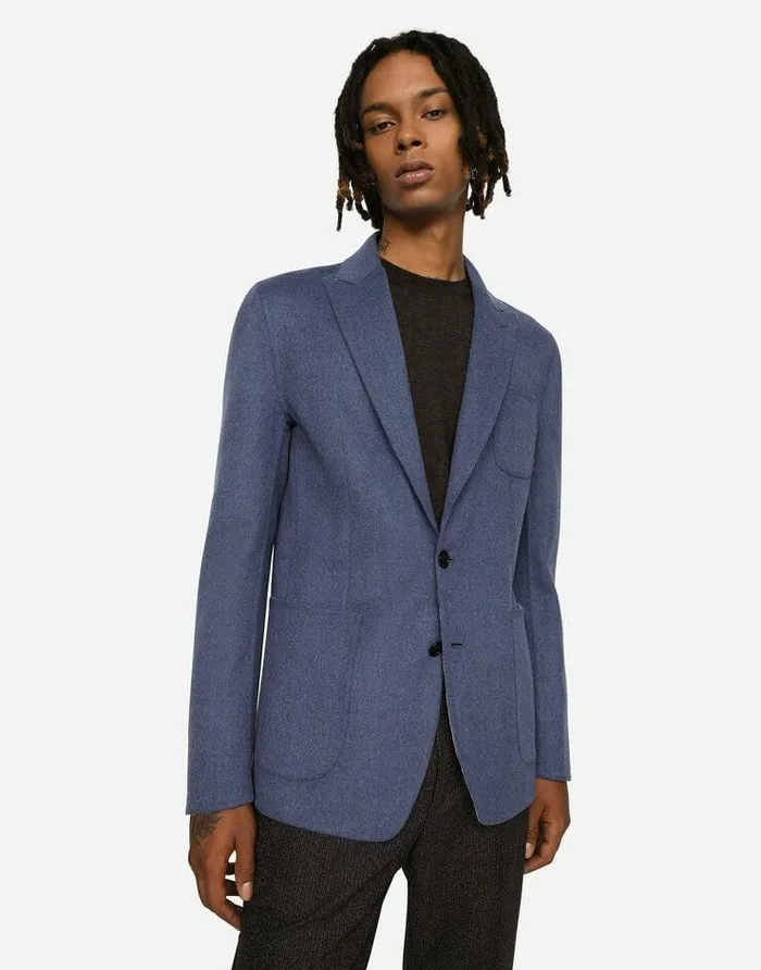 Dolce and Gabbana Suits And Blazers Men Deconstructed Virgin Wool Jacket Blue Dolce and Gabbana Suits And Blazers Men Deconstructed Virgin Wool Jacket Blue