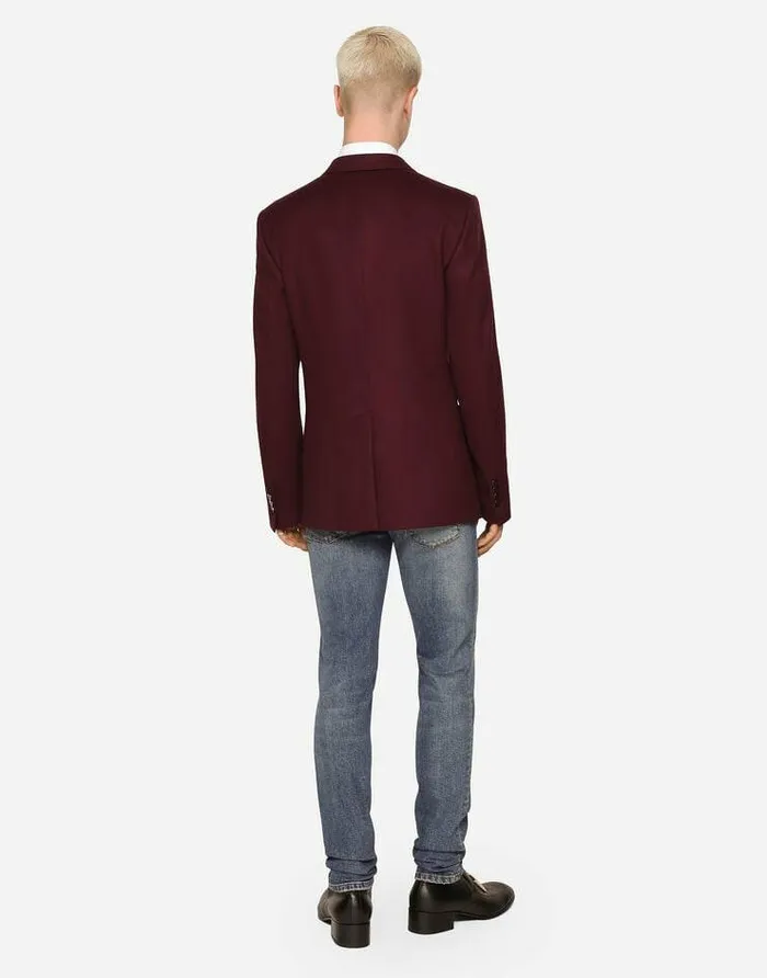 Dolce and Gabbana Suits And Blazers Men Doublebreasted Wool And Cashmere Jacket With DG Patch Multicolor Dolce and Gabbana Suits And Blazers Men Doublebreasted Wool And Cashmere Jacket With DG Patch Multicolor