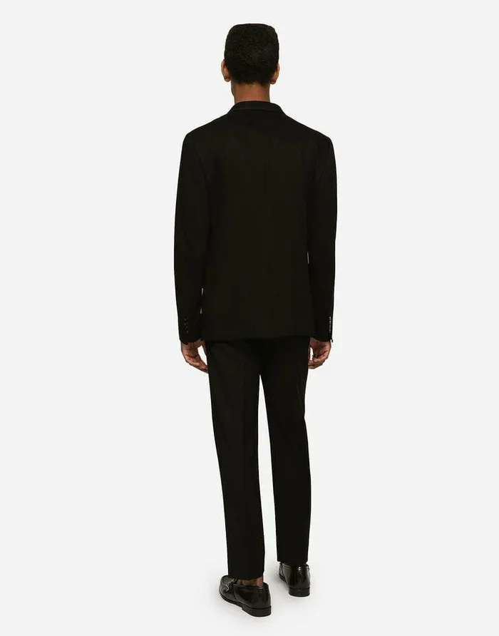 Dolce and Gabbana Suits And Blazers Men Jersey Jacket With Patch Black Dolce and Gabbana Suits And Blazers Men Jersey Jacket With Patch Black