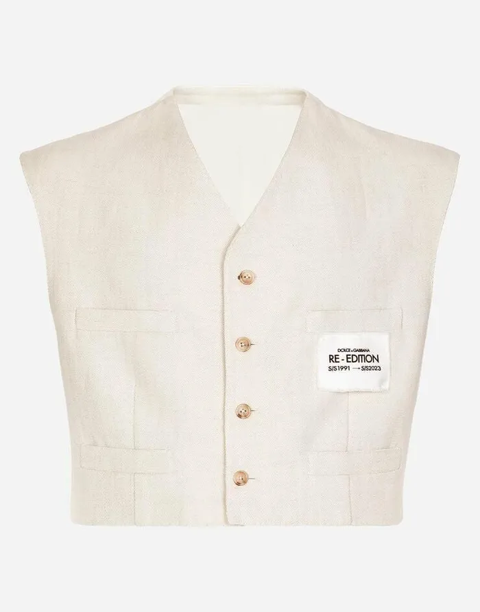 Dolce and Gabbana Suits And Blazers Men Linen And Cotton Vest With Jersey Details Multicolor Dolce and Gabbana Suits And Blazers Men Linen And Cotton Vest With Jersey Details Multicolor