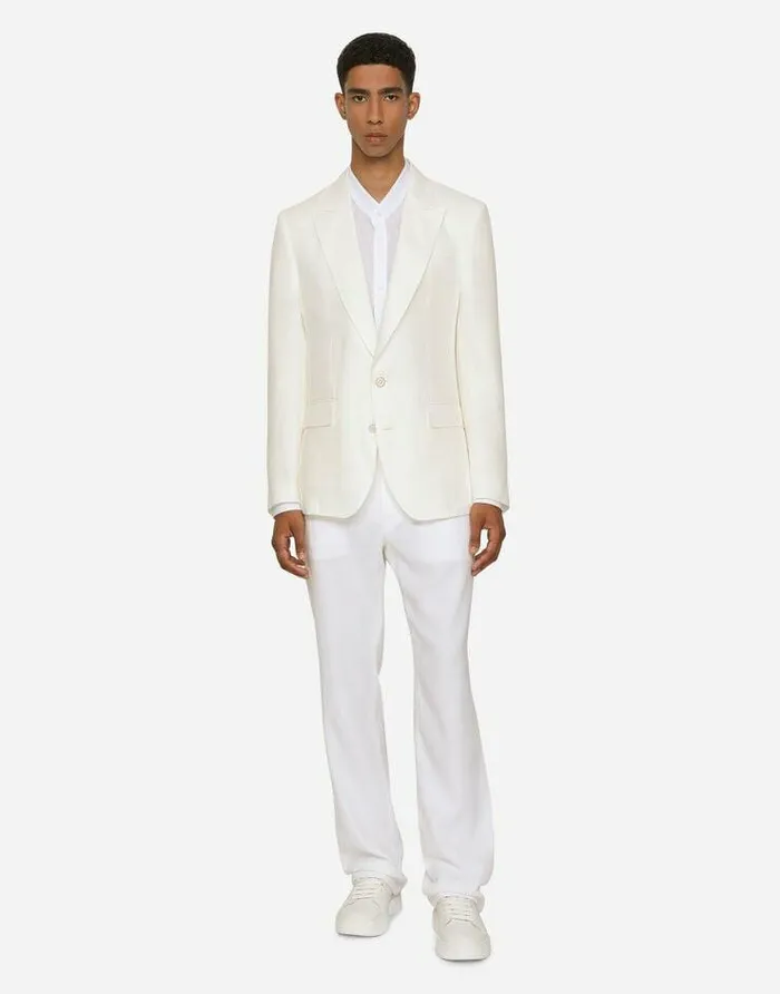 Dolce and Gabbana Suits And Blazers Men Linen Siciliafit Jacket White Dolce and Gabbana Suits And Blazers Men Linen Siciliafit Jacket White