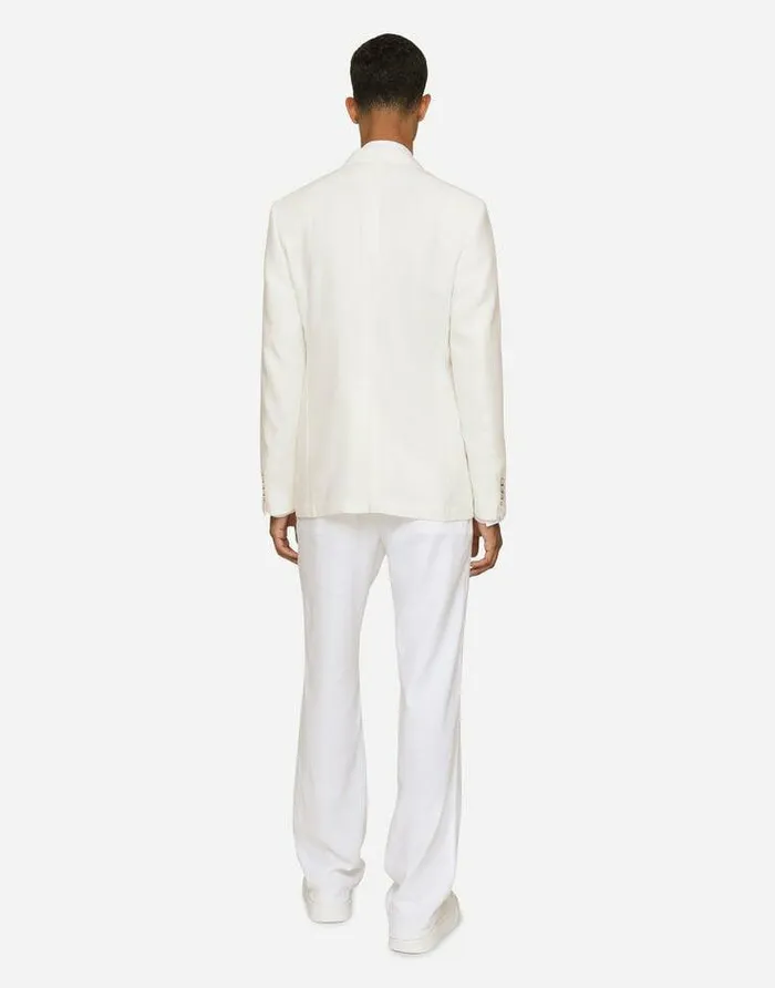 Dolce and Gabbana Suits And Blazers Men Linen Siciliafit Jacket White Dolce and Gabbana Suits And Blazers Men Linen Siciliafit Jacket White