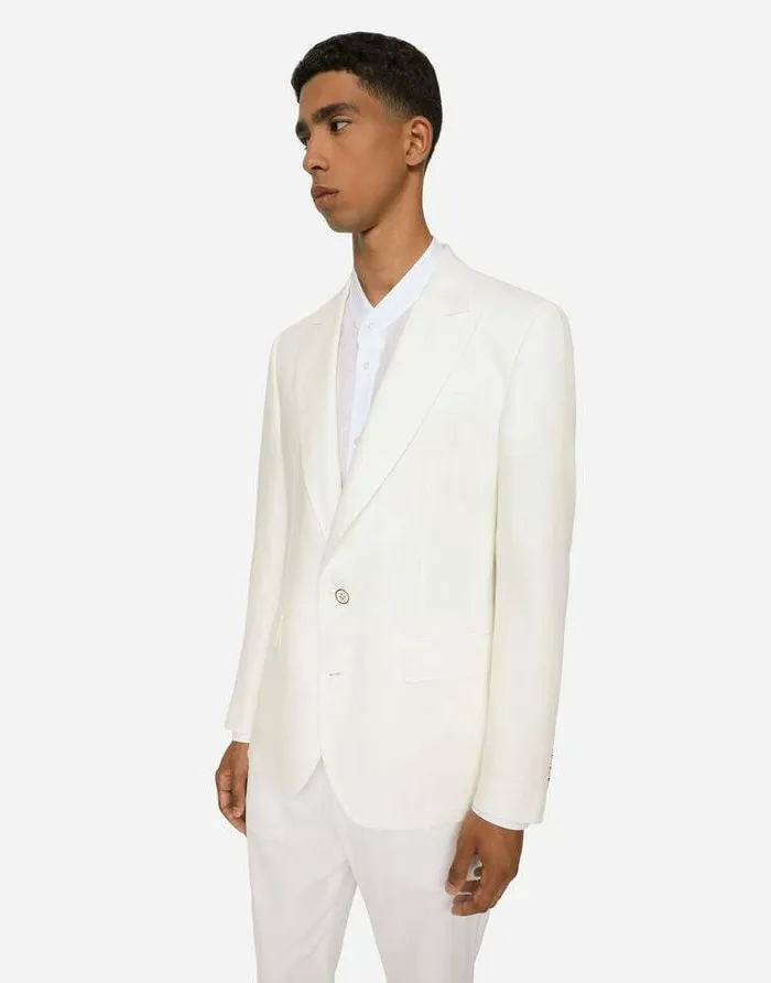 Dolce and Gabbana Suits And Blazers Men Linen Siciliafit Jacket White Dolce and Gabbana Suits And Blazers Men Linen Siciliafit Jacket White