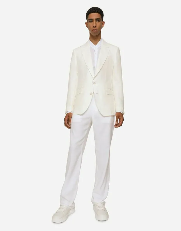 Dolce and Gabbana Suits And Blazers Men Linen Siciliafit Jacket White Dolce and Gabbana Suits And Blazers Men Linen Siciliafit Jacket White
