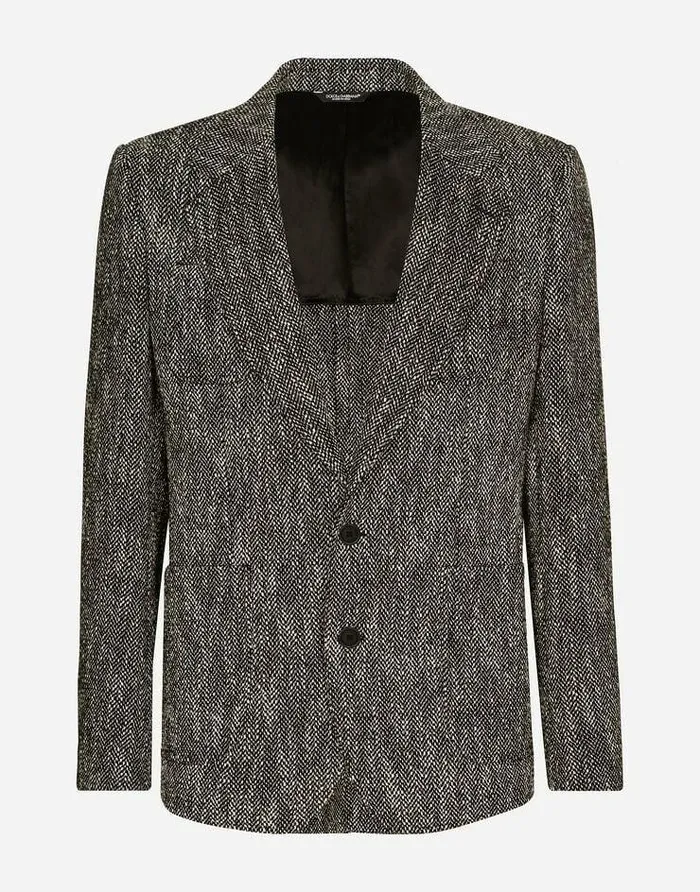 Dolce and Gabbana Suits And Blazers Men Singlebreasted Herringbone Cotton And Wool Tweed Jacket Multicolor Dolce and Gabbana Suits And Blazers Men Singlebreasted Herringbone Cotton And Wool Tweed Jacket Multicolor