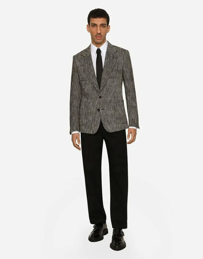 Dolce and Gabbana Suits And Blazers Men Singlebreasted Herringbone Cotton And Wool Tweed Jacket Multicolor Dolce and Gabbana Suits And Blazers Men Singlebreasted Herringbone Cotton And Wool Tweed Jacket Multicolor